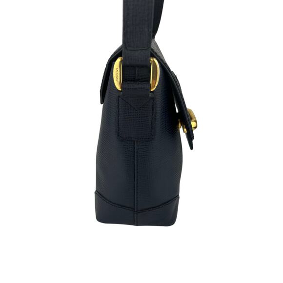 GIANFRANCO FERRÈ - SAFFIANO BLUE TEXTURED LEATHER CROSSBODY BAG - Picture 5 of 8